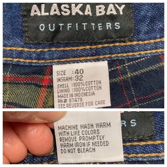 ALASKA Bay Outfitters Medium Wash Flannel Lined Carpenter Jeans Men's Size 40x32 - Picture 7 of 12